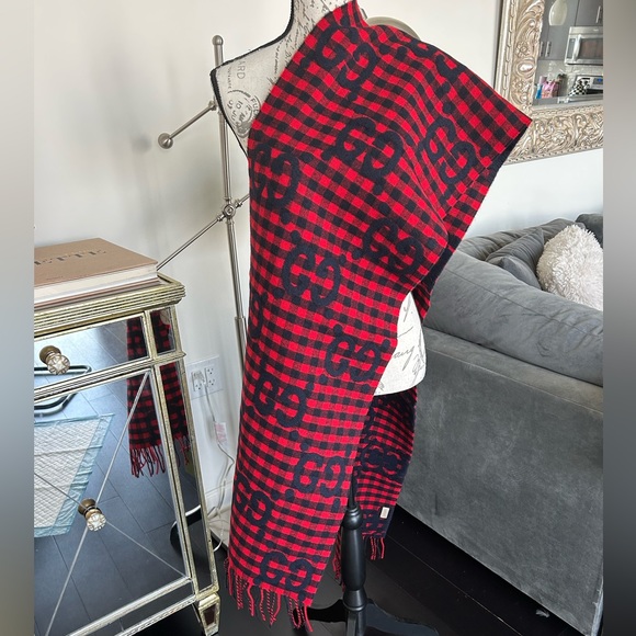 Gucci long diamondcheck scarf with logo Unisex - Picture 3 of 8